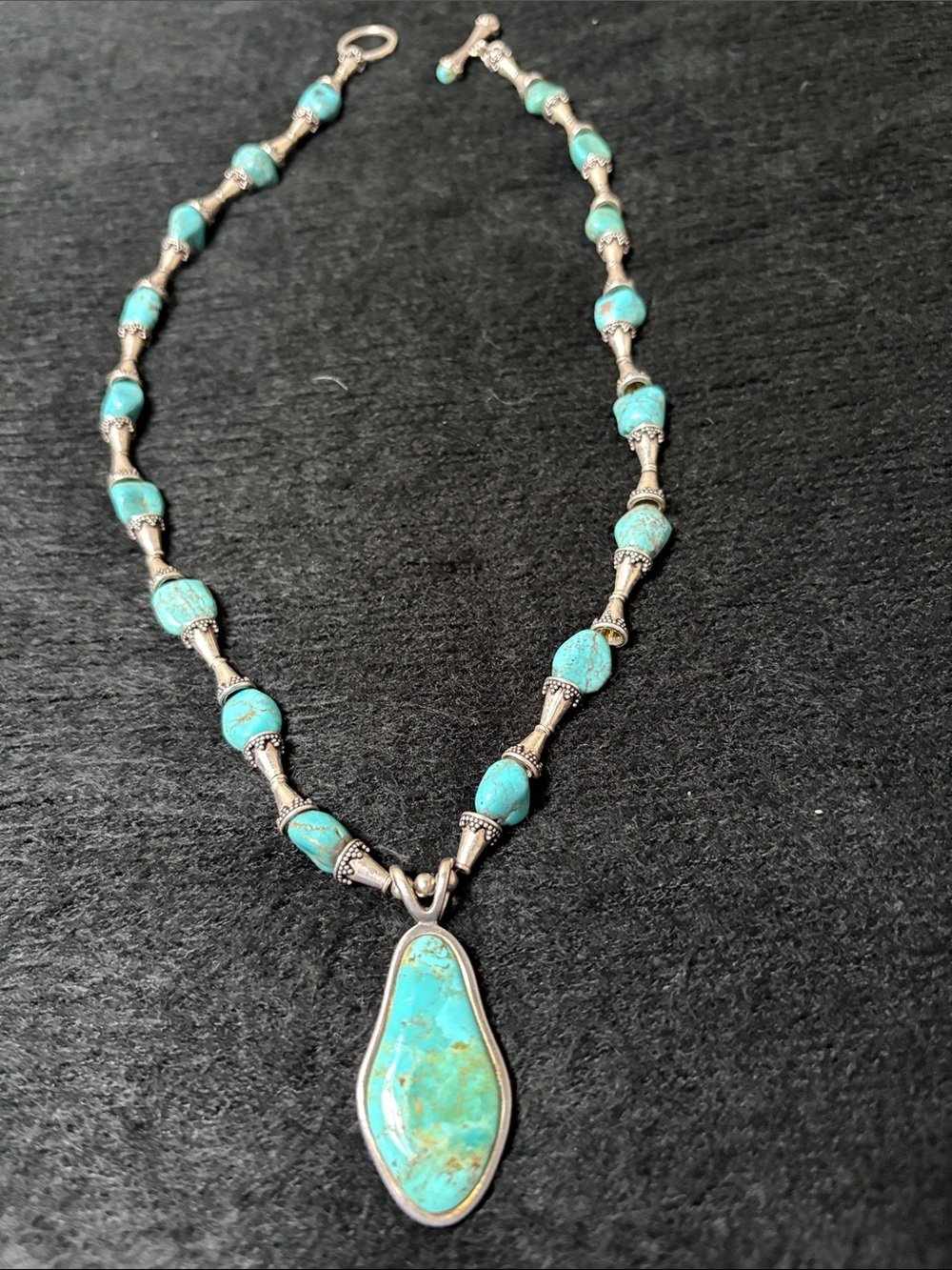 Vintage Studio Barse Turquoise Bead Necklace with Turquoise Pendant